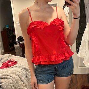 Forever 21 Red Ruffled Women's Top